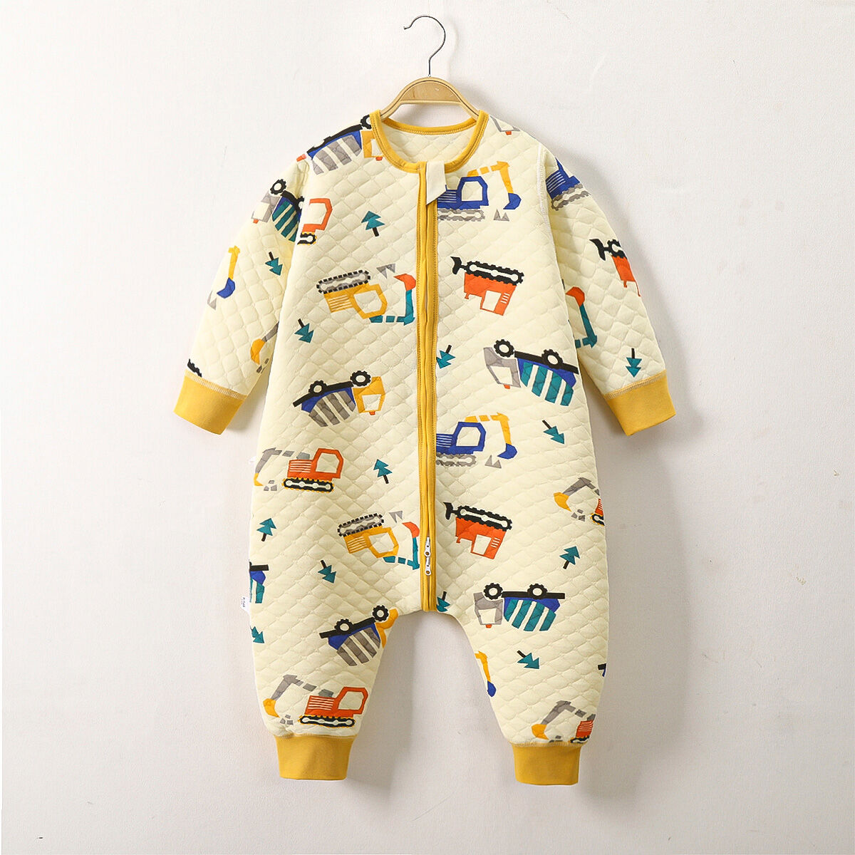 Túi ngủ cotton trẻ em bộ đồ liền thân không xương trẻ em xuân thu bộ đồ ngủ trẻ sơ sinh mùa hè bộ đồ bò bộ đồ mặc nhà chống đá trẻ em