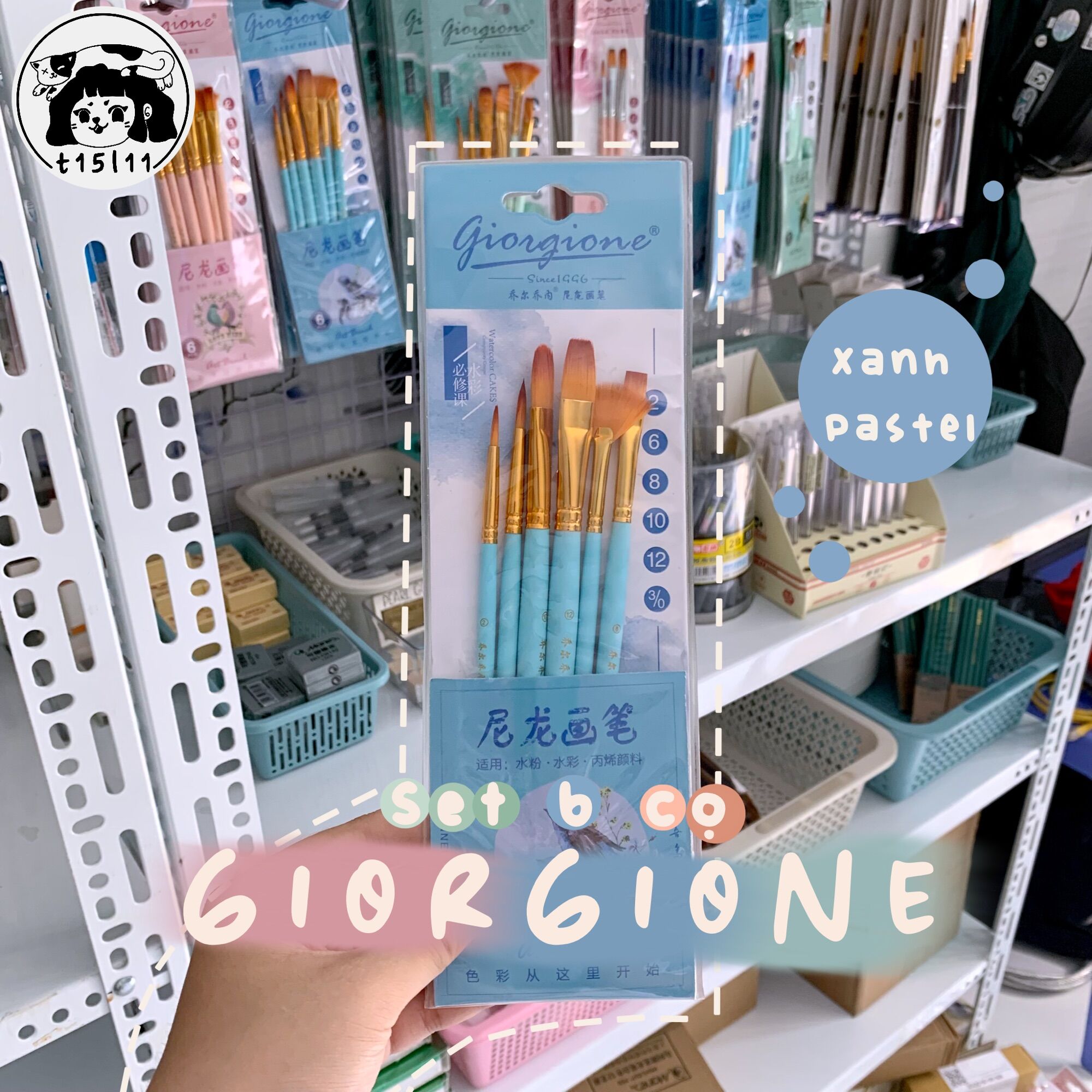 [t15l11] Set 6 cọ vẽ màu nước Giorgione