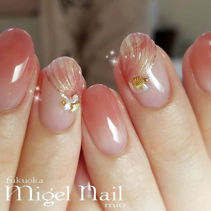 Nail box omber viền kiểu vỏ sò