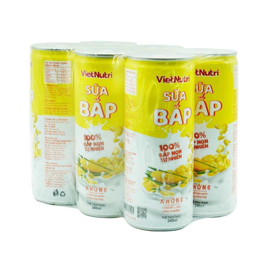 LỐC 6 LON SỮA BẮP VIETNUTRI - THÀNH PHẦN TỰ NHIÊN ,NGON MÁT LẠNH