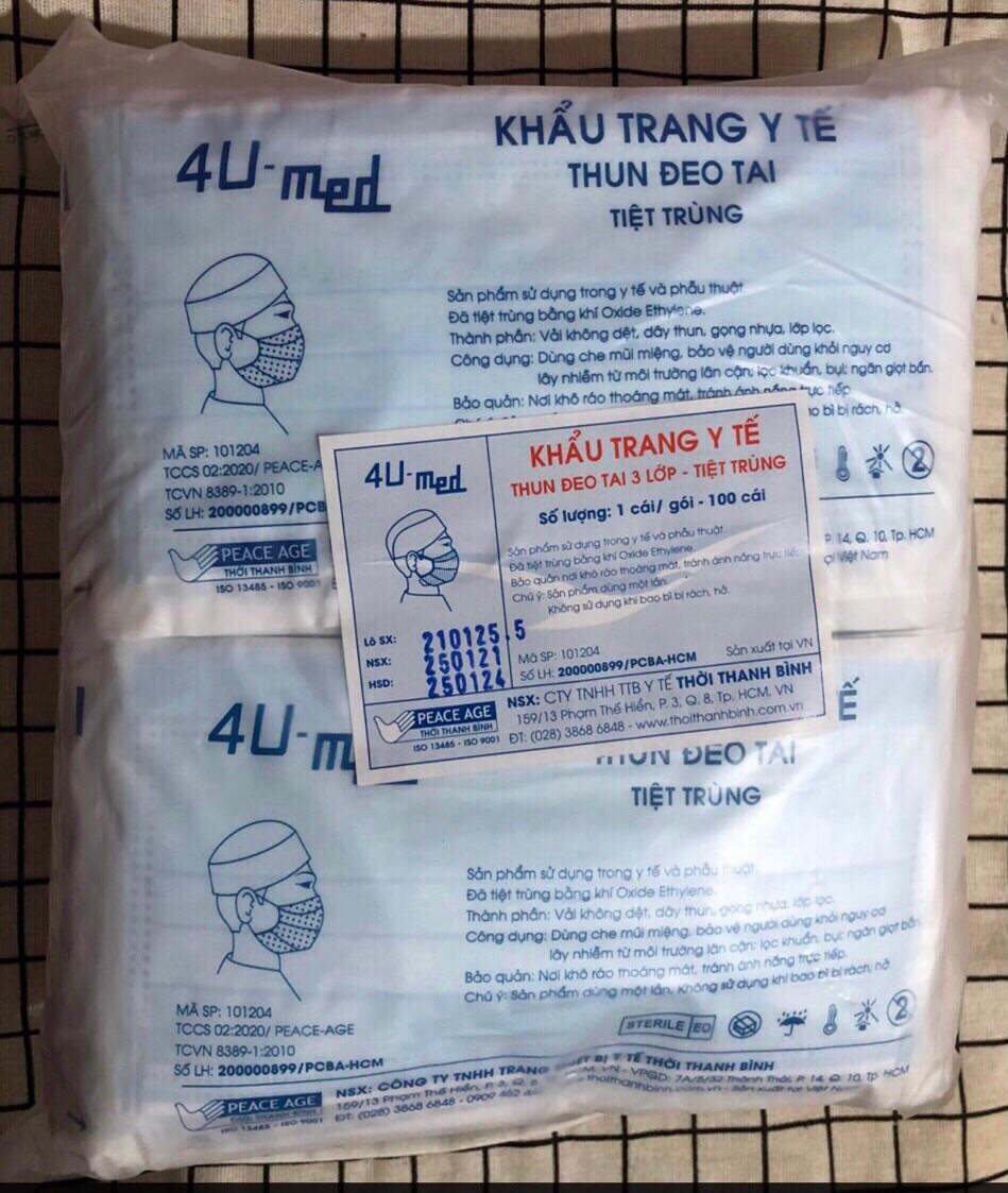 Combo 2 bịch khẩu trang tiệt khuẩn Thời Thanh Bình- 100 cái/bịch