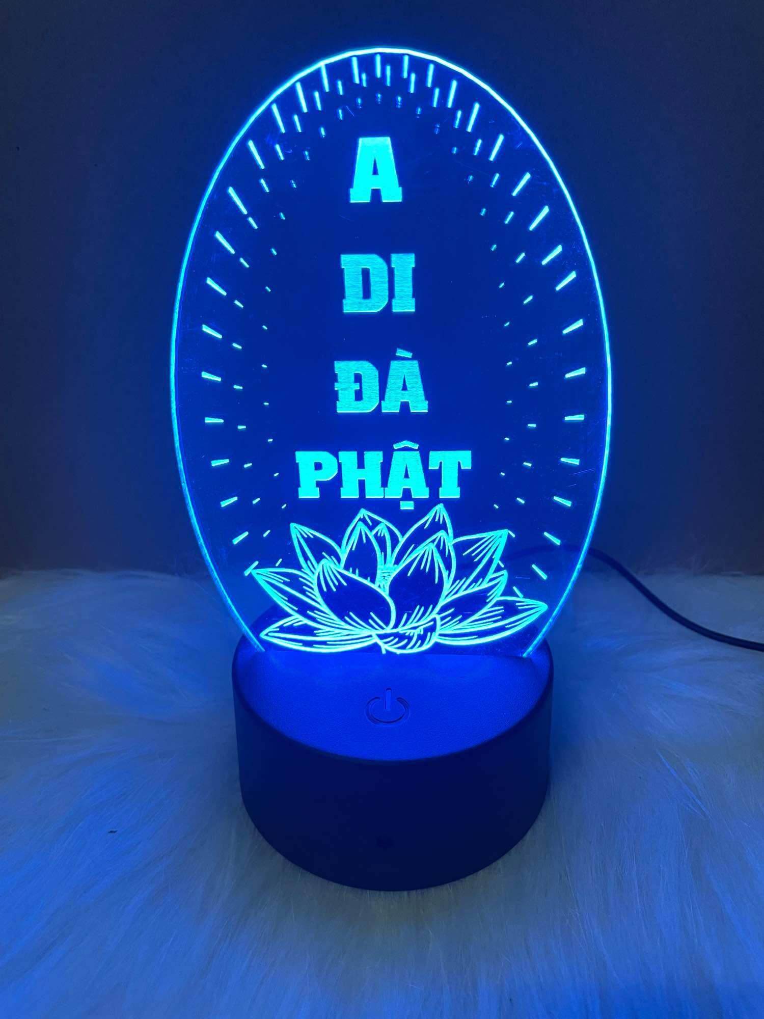 Đèn led 3d 16 màu đèn led khắc chữ A Di Đà Phật