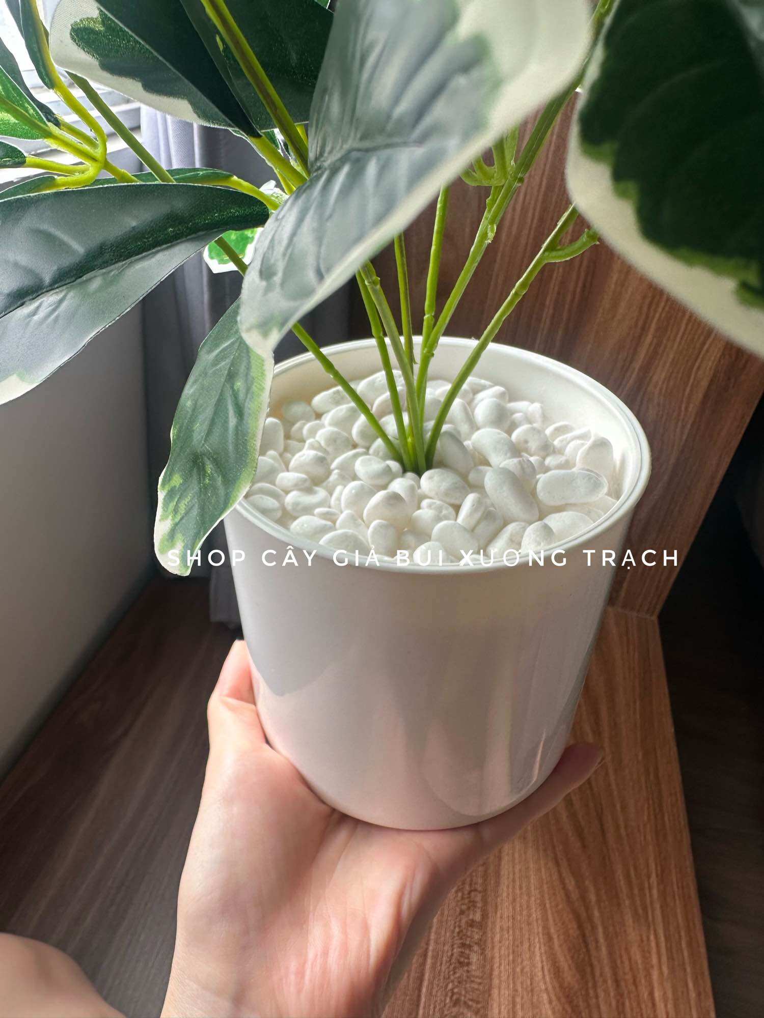 Chậu cây giả để bàn - chậu cây cẩm thạch 40cm