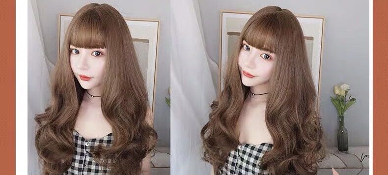 Bộ Tóc Giả Xoăn Nhẹ Cả Đầu Tặng Lưới Trùm Tóc