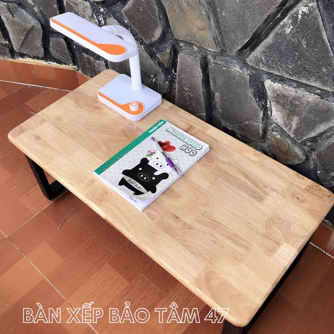Bàn gỗ cao su ngồi bệt chân săt gấp (50*100 cao 32cm)
