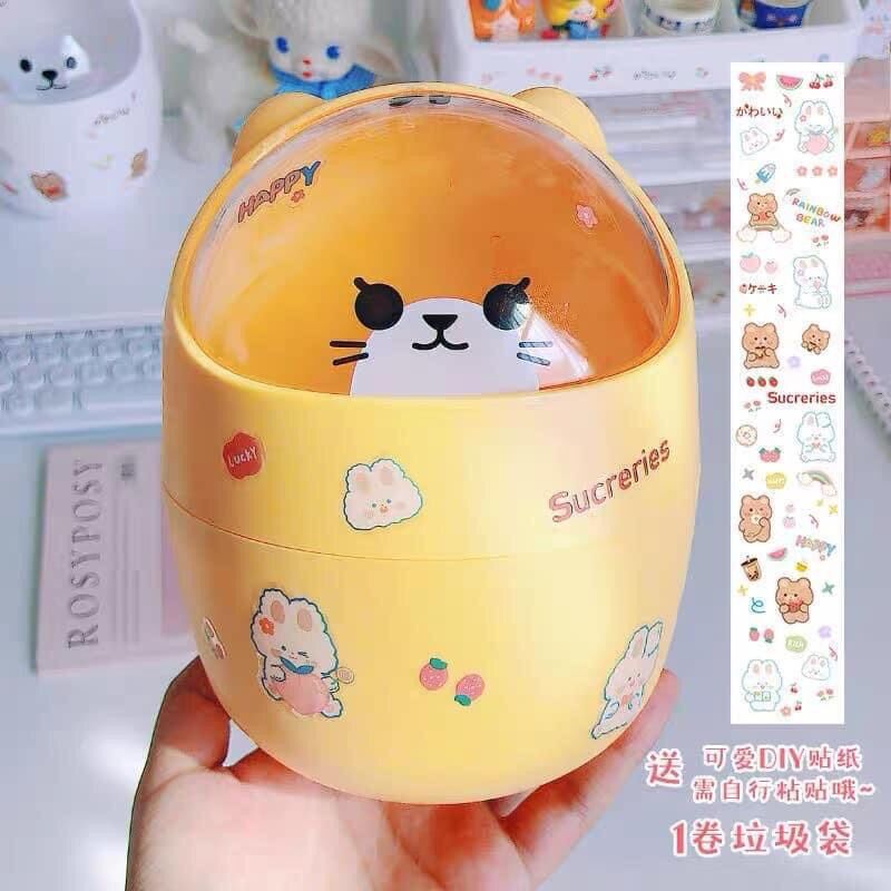 Thùng rác mini hình gấu mèo