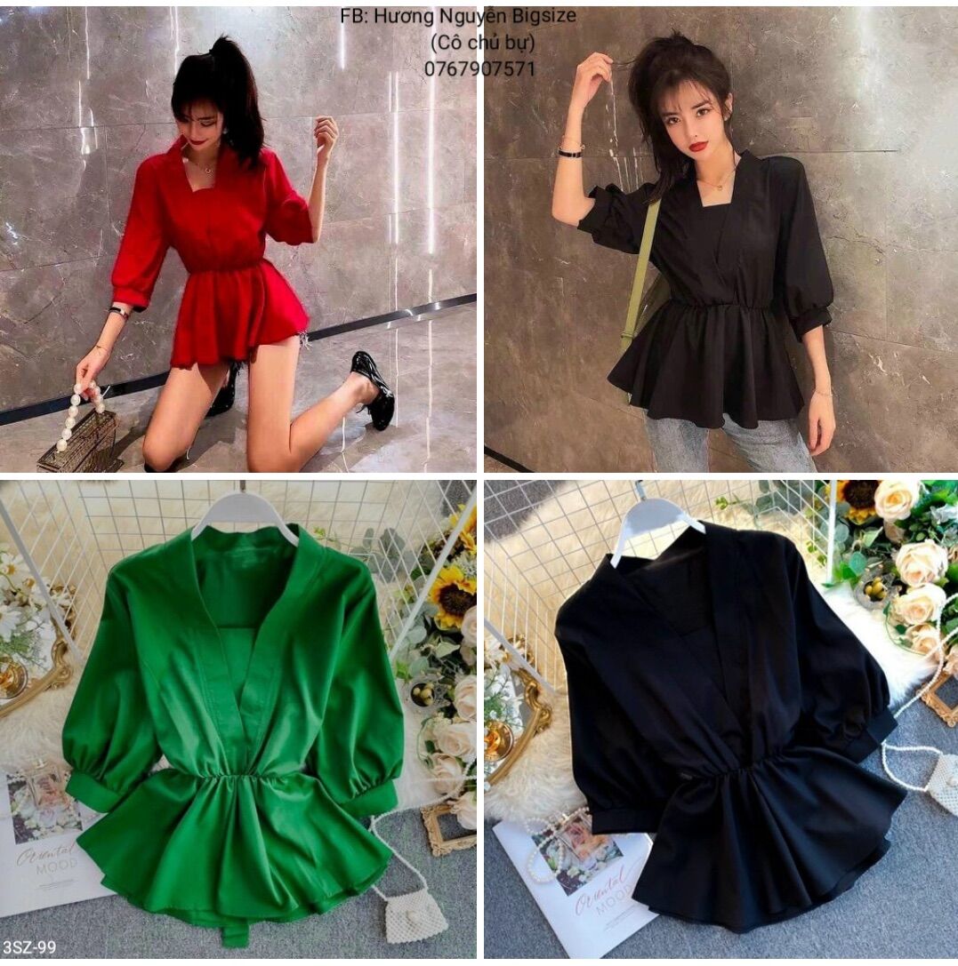 57-90kg Bigsize ÁO KIỂU PEPLUM GIÁ RẺ