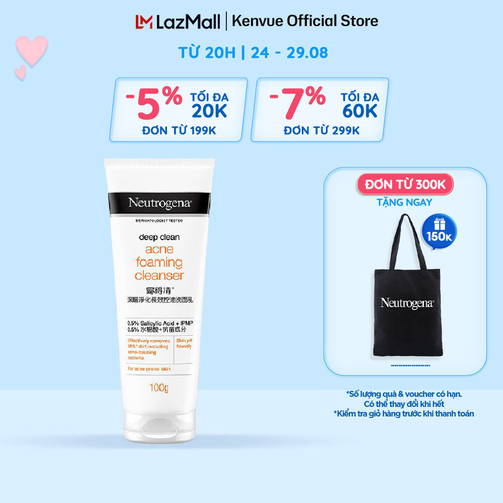 Sữa rửa mặt ngừa mụn Neutrogena Deep Clean Acne Foaming Cleanser 100g