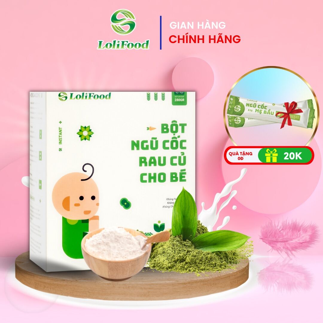 Bột Ăn Dặm Ngũ Cốc Rau Củ Cho Bé Lolifood Dạng Gói Tiện Lợi 18gr x 20 Gói