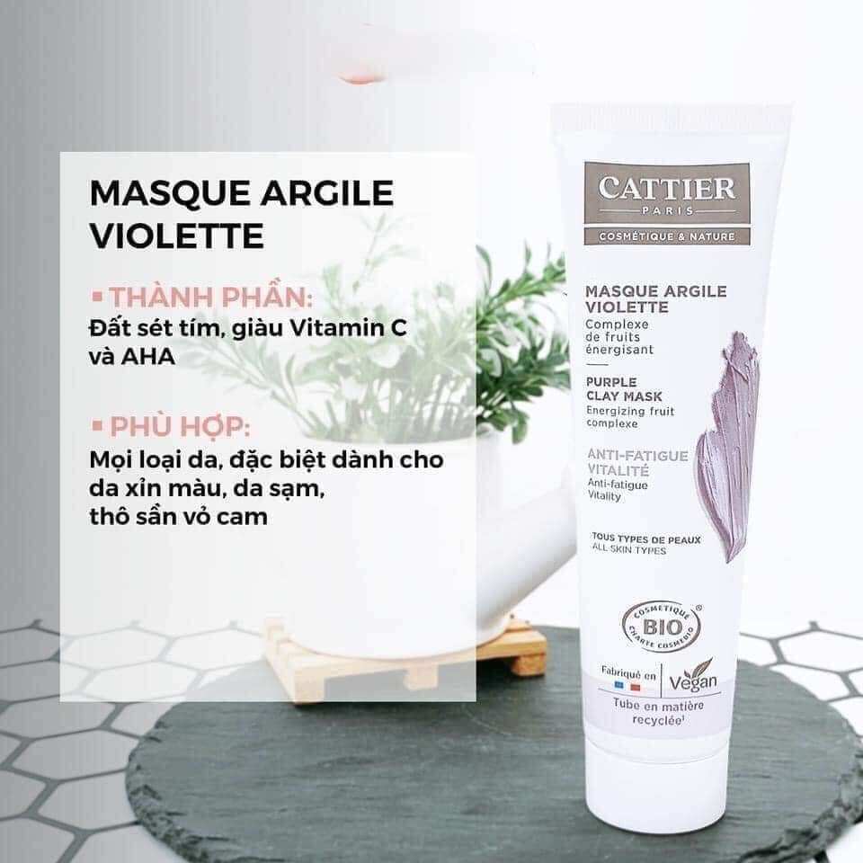 Mặt nạ đất sét Cattier đen, xanh, hồng, tím 100ml