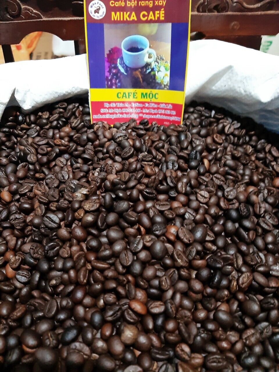Cafe hạt nguyên chất robusta+arabica 1kg