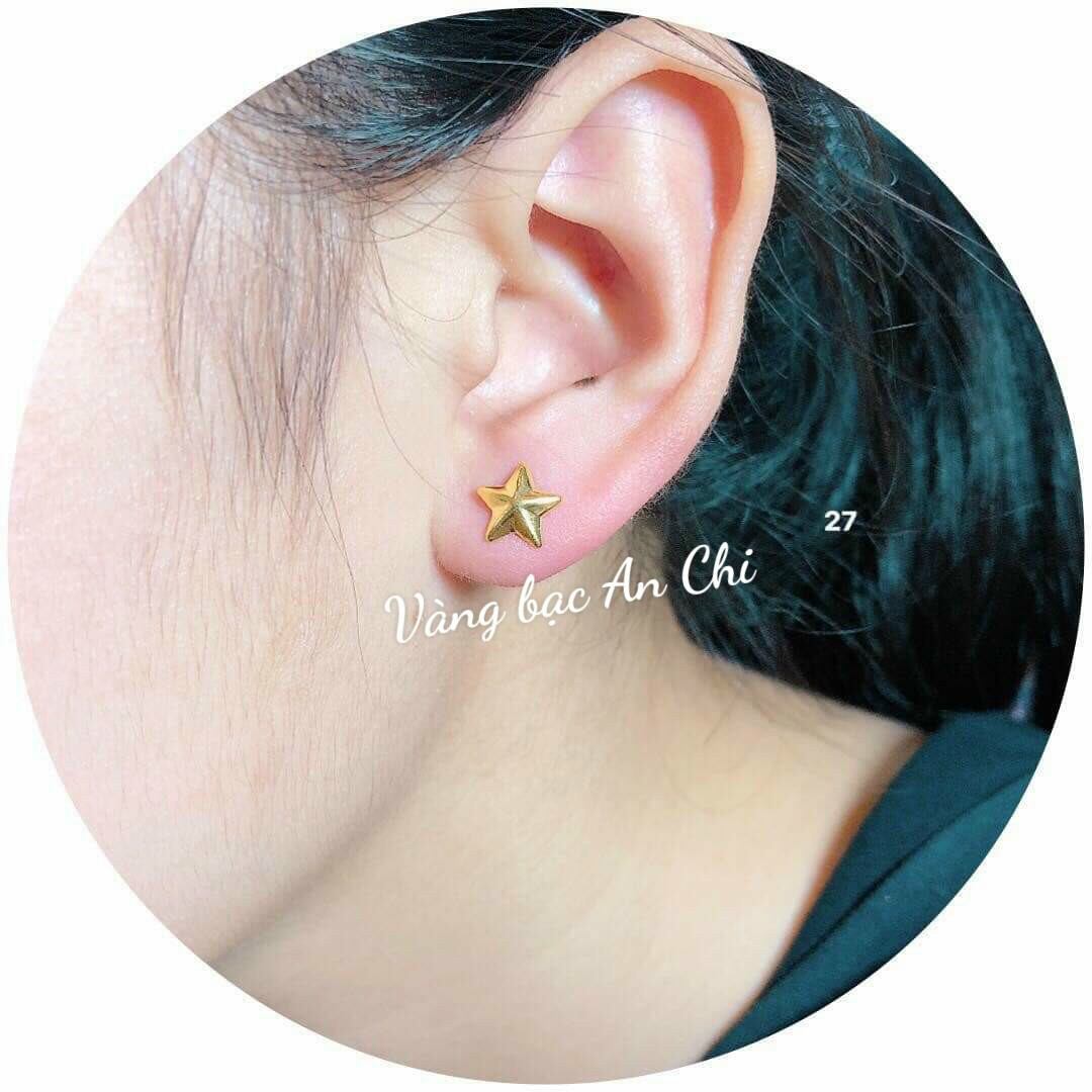 Bông tai vàng tây 10k hình ngôi sao cho nam / nữ, có hoá đơn bảo đảm của tiệm vàng An Chi