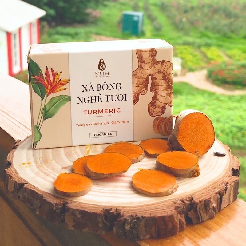 Xà Bông Nghệ Tươi Mela - Natural Organic Soap tặng túi lưới
