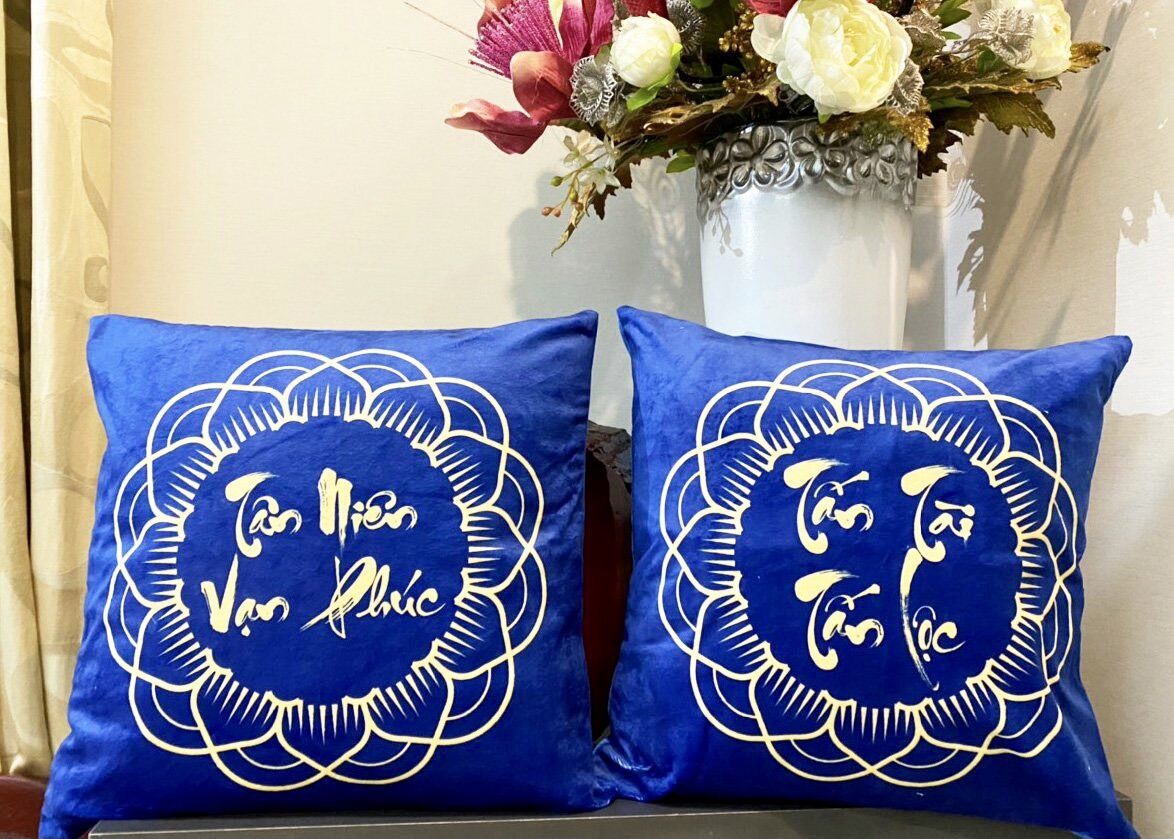 Set 2 vỏ gối chúc tết