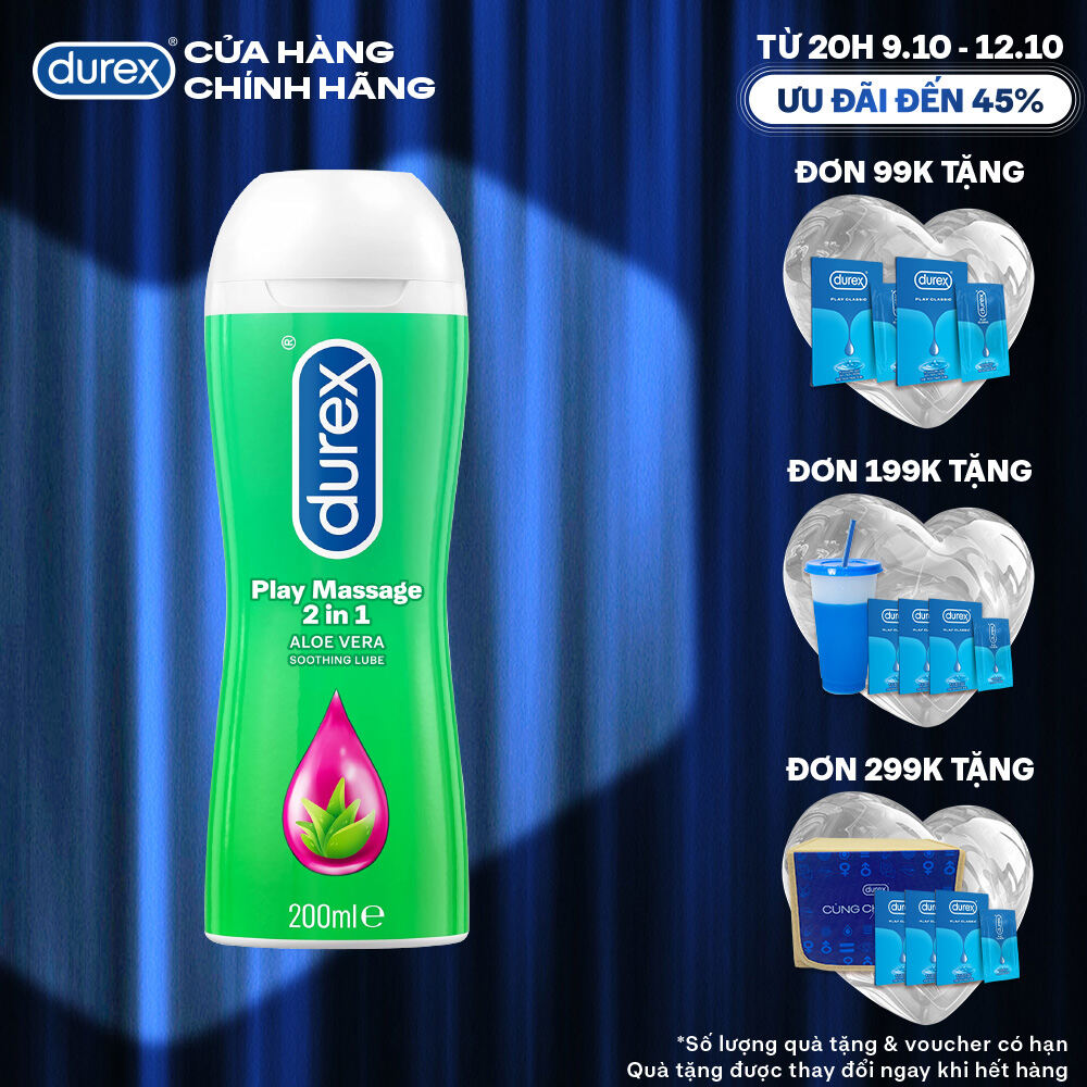 [TỪ 20H | 9-12.10 VOUCHER GIẢM THÊM 5%] Gel bôi trơn Durex Play Massage gốc nước 200ml/chai