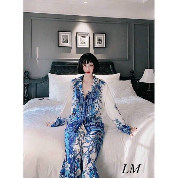 Bộ Lụa Mặc Nhà QC mẫu Hot Chim Phượng Siêu Sang
