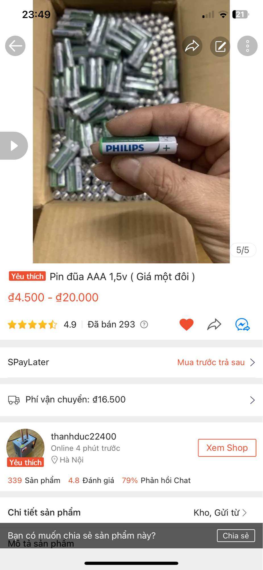 Pin đũa AAA 1,5v ( Giá một đôi )