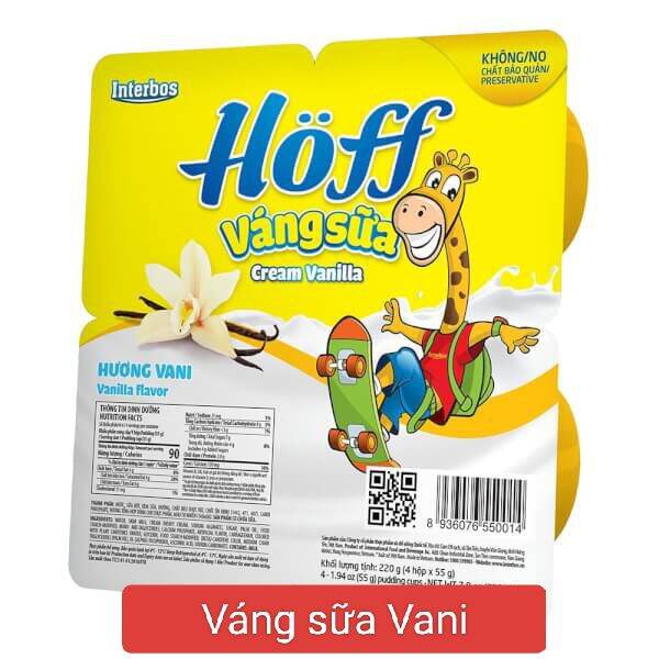 Váng sữa trẻ em Hoff vị Vani,Hạt dẻ,Óc chó,Sữa non