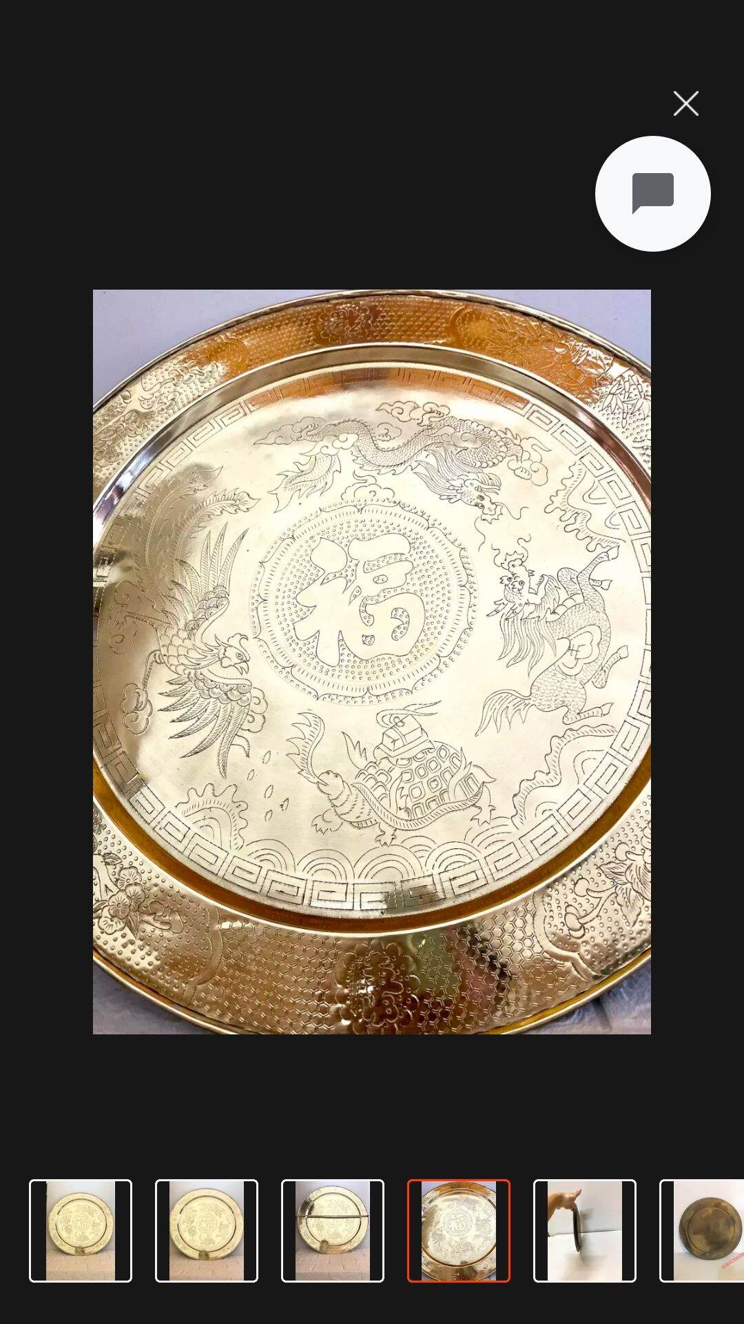 MÂM Đồng 60cm  trạm hoa văn ( long ly quy phụng)
