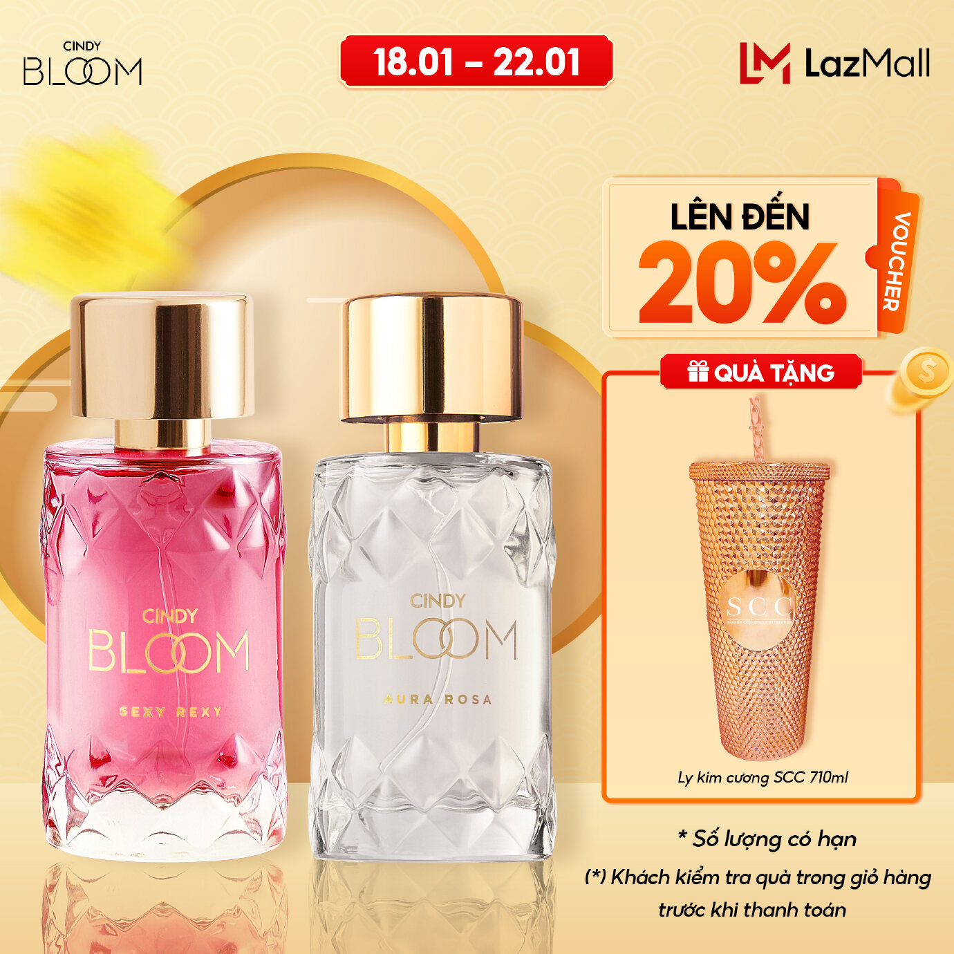 Combo Nước Hoa Nữ Cindy Bloom Sexy Rexy Hương Thơm Gợi Cảm Nóng Bỏng Và Aura Rosa Hương Thơm Kiêu Sa Đài Cát 50ml Chính Hãng