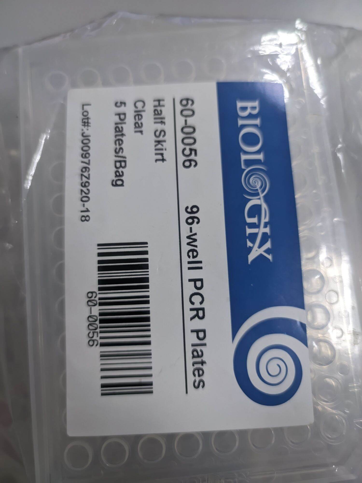PCR plate 96 wells, Biologix 5 pcs bag