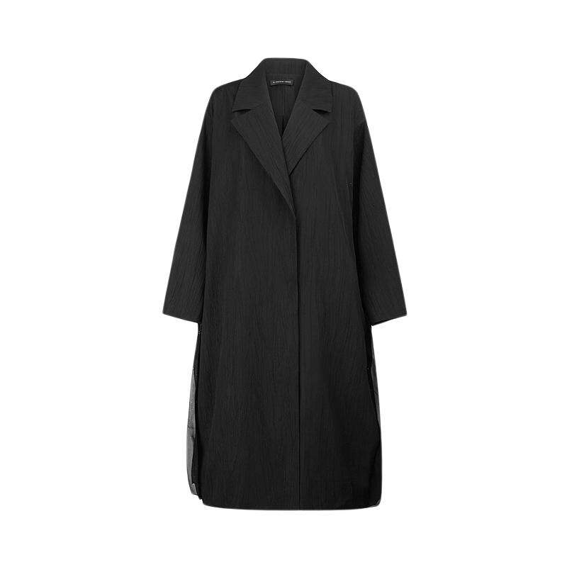 S·DEER | Notch Collar Textured Chiffon Long Coat - Thương hiệu S·DEER Giá 3,683,000 Đồng*Miễn phí vận chuyển