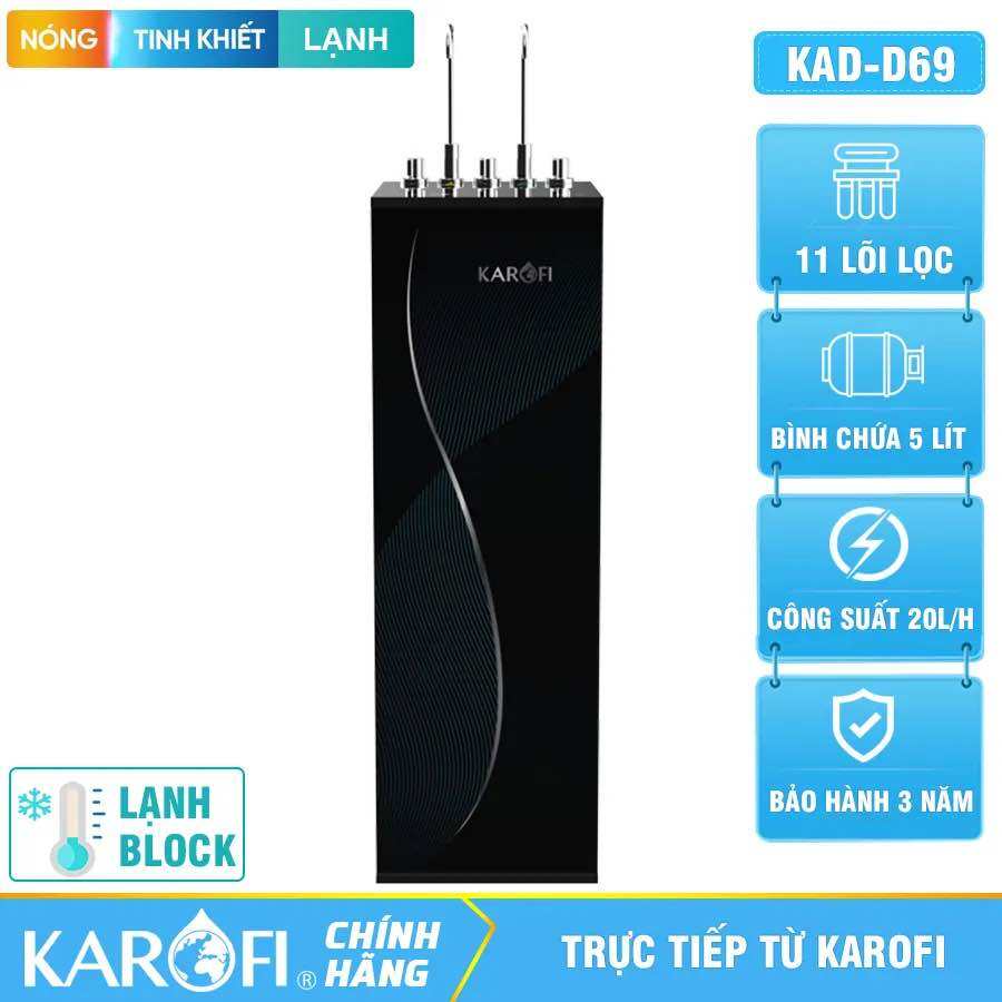 MÁY LỌC NƯỚC NÓNG LẠNH hydrogen KAROFI KAD-D69 - SIÊU ỔN ĐỊNH 2025