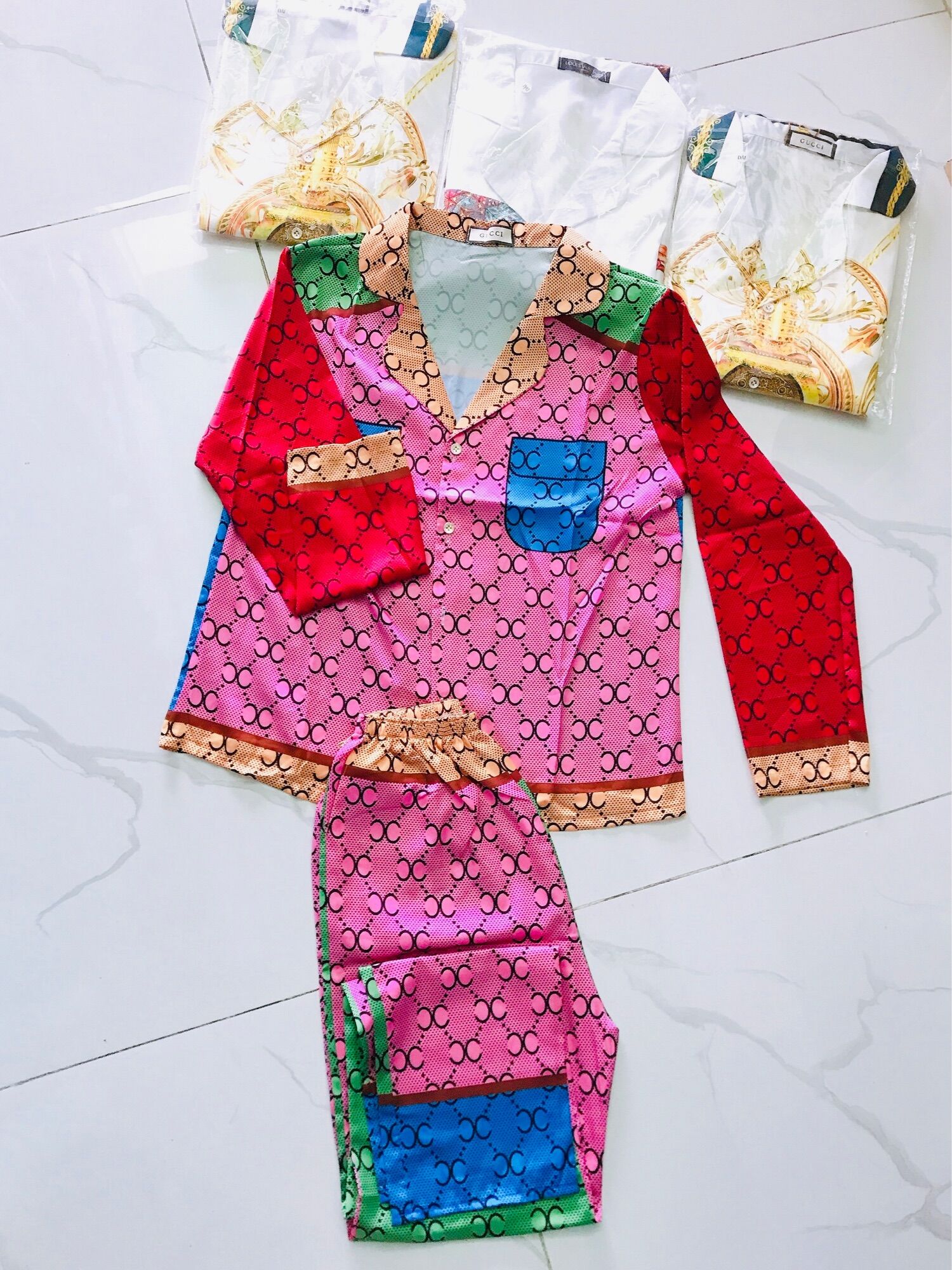 🧸 Bộ Pijama Lụa Gucci thiết kế độc quyền( hàng loại 1)