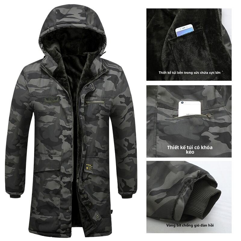 Áo Khoác Cotton Dày Mùa Đông Cho Nam Có Lót Lông Cừu, Áo Khoác Bảo Hộ Lao Động, Quần Áo Làm Việc, Chống Lạnh Trong Kho, Áo Khoác Cotton Dài Vừa Phải