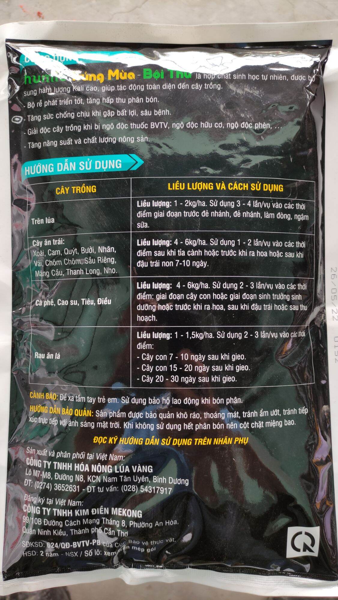 PHÂN BÓN KÍCH RỄ HUMIC TRÚNG MÙA LÚA VÀNG gói 1kg