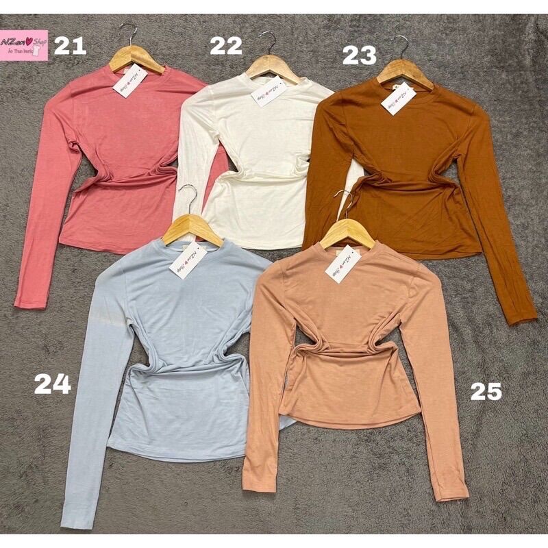 [HCM]Combo 3 áo thun body trơn tay dài cổ tròn