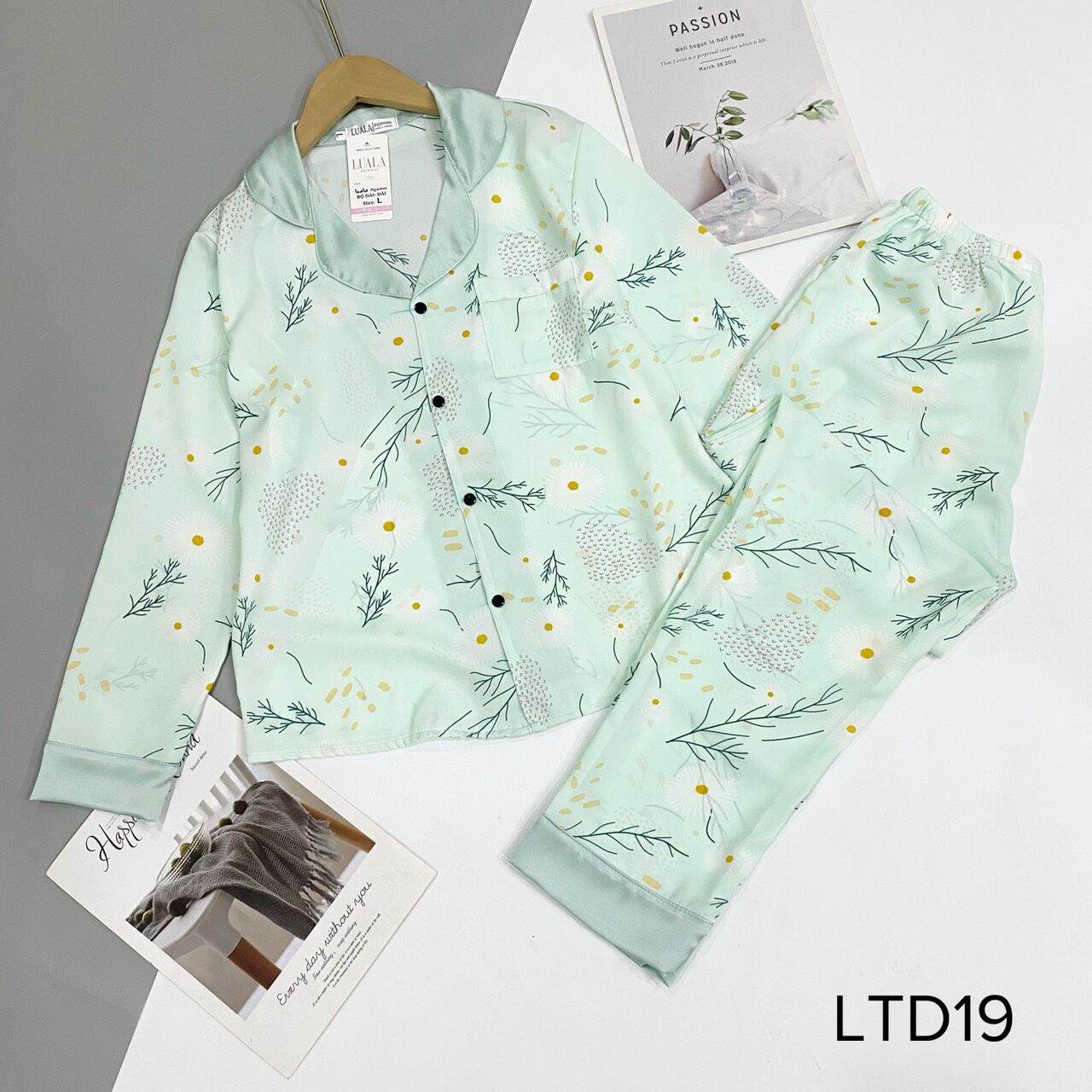 Bộ pijama lụa mango tay dài cao cấp có size
