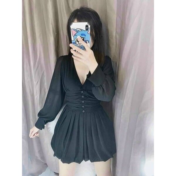 55-90kg Bigsize ĐẦM CỔ TIM XẾP LY
