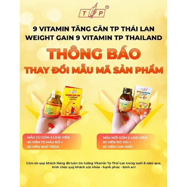 Vitamin tăng cân TP Thái Lan Hộp 100 viên chính hãng