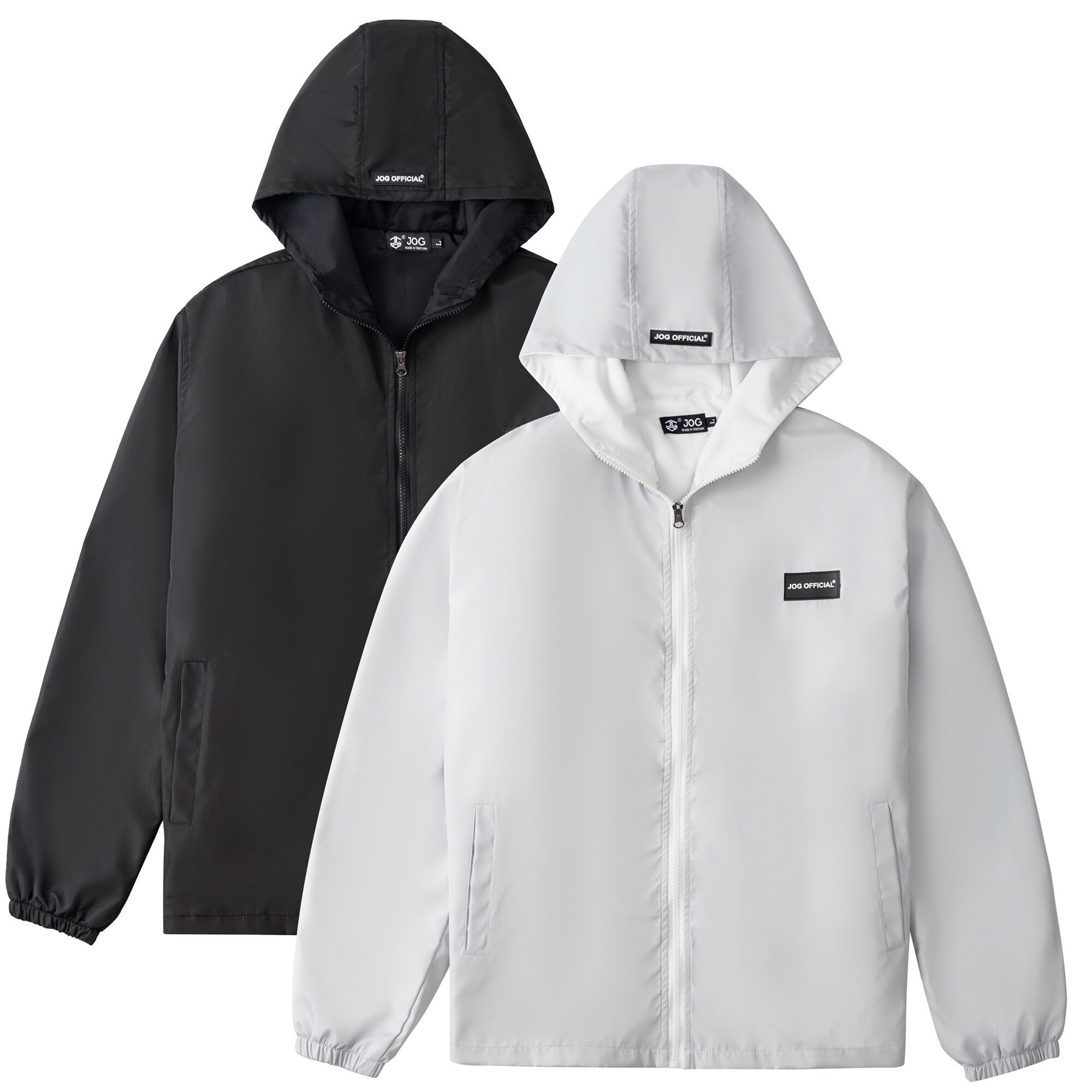 Áo khoác mũ jog basic unisex nam nữ form rộng khoá kéo chất dù 2 lớp
