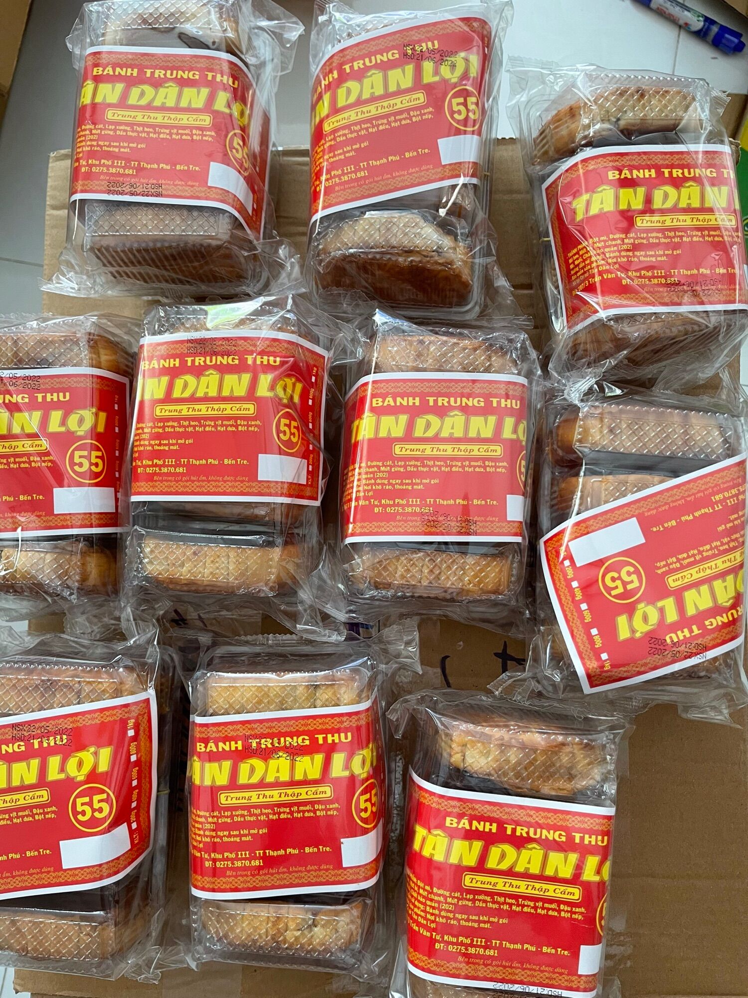 Bánh Cây 4 cái có loại [0 trứng] từ 500g-710g nhân Thập Cẩm Xá Xíu bánh Trung Thu Tân Dân Lợi