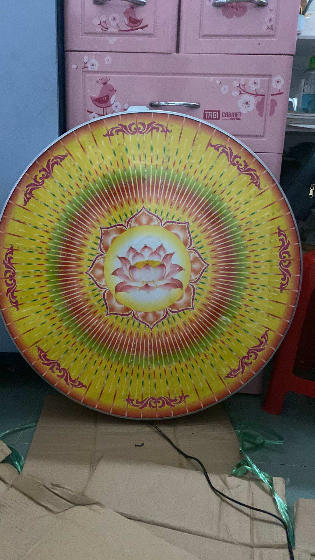 Đèn hào quang thờ phật, led siêu sáng 25cm, nền sen/vạn