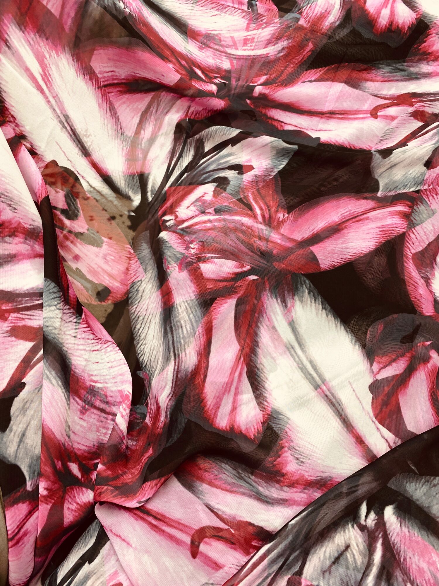 Vải voan chiffon hoa ly ly may áo dài đầm maxi áo kiểu