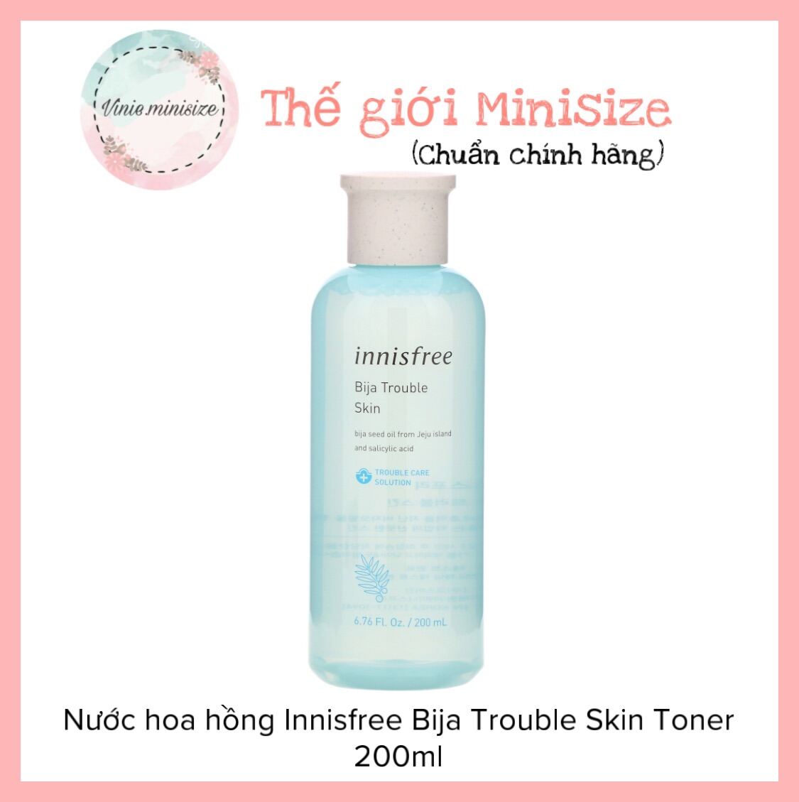Nước hoa hồng Innisfree Bija Trouble Skin Toner 200ml | Vinie.minisize