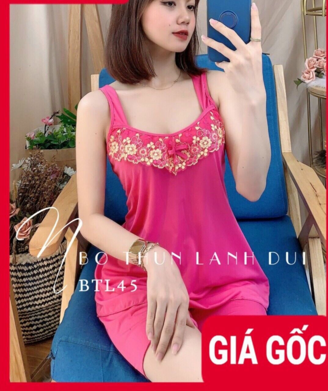 Bộ đùi thun lạnh dây bản to phối ren hoa