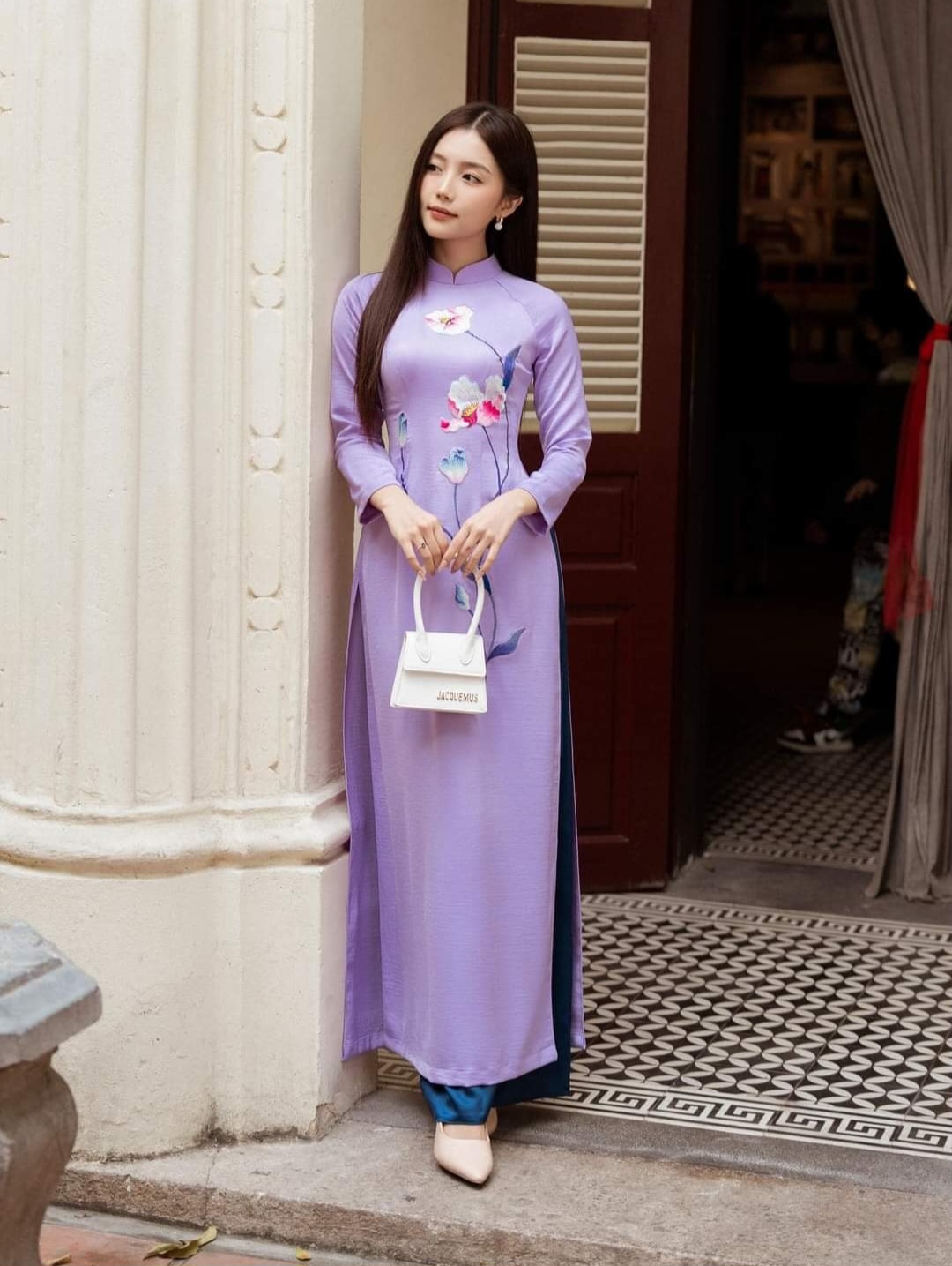 Áo dài lụa Tây Thi thêu cao cấp (chỉ áo)