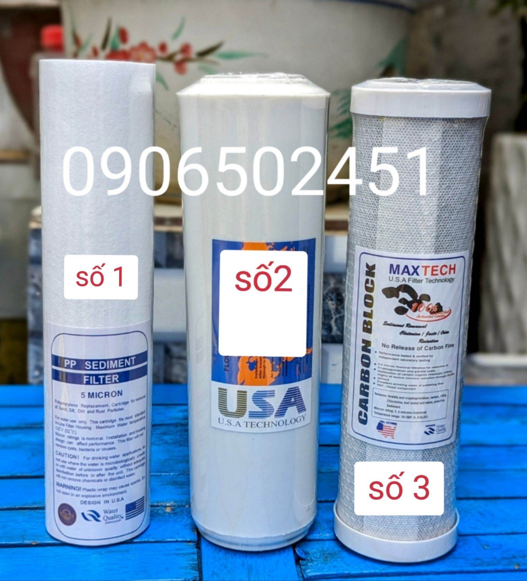 [HCM]Bộ ba lõi lọc số 1 2 3 dành cho máy lọc nước RO Sunhouse Kangaroo Karofi tân á...