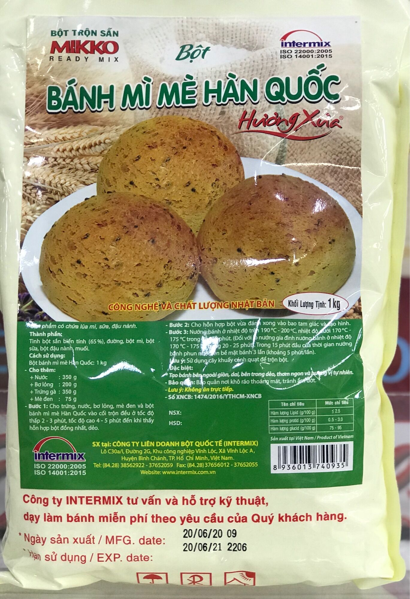 Bột Bánh Mì Mè Hàn Quốc 1kg - MIKKO HƯƠNG XƯA