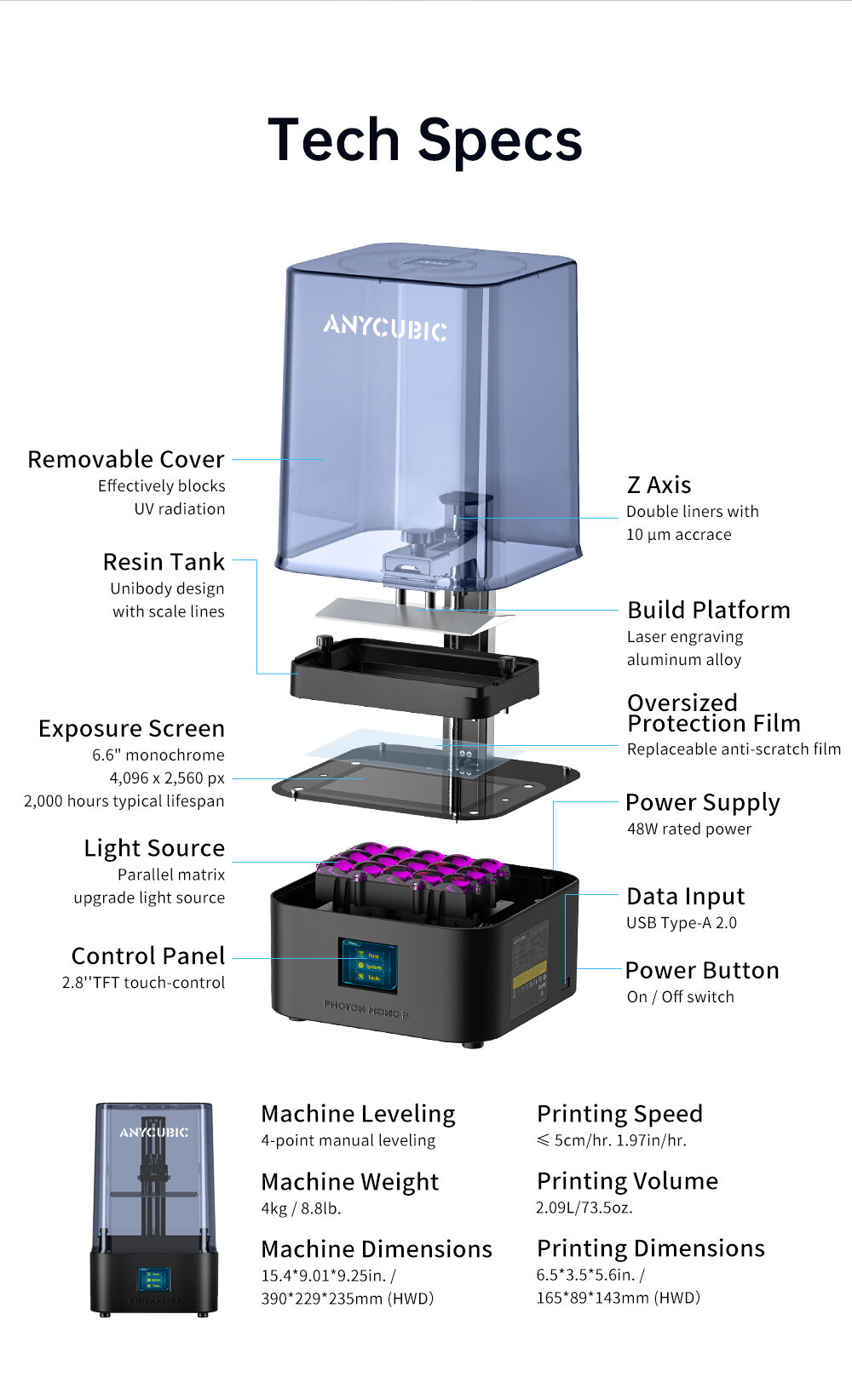Máy in 3D ANYCUBIC PHOTON MONO 2 màn LCD 4k+