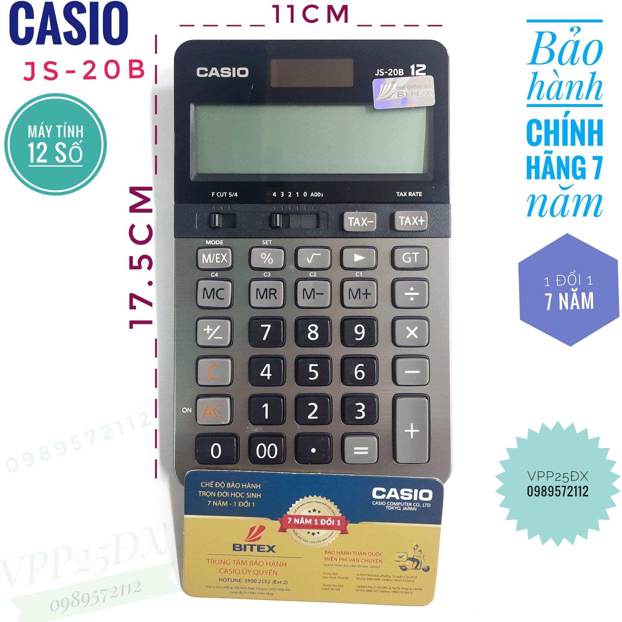 Máy tính 12 số casio JS-20B chính hãng.Bảo Hành 7 năm.máy tính kế toán.