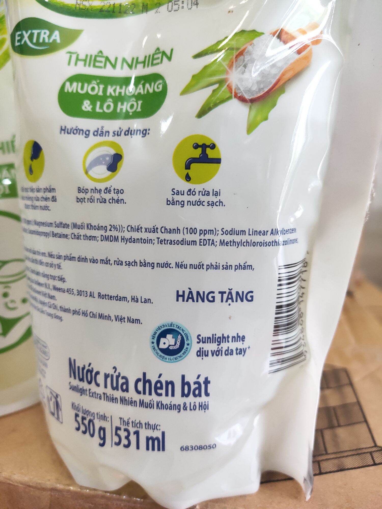 Nước rửa chén sunlight trắng 550g