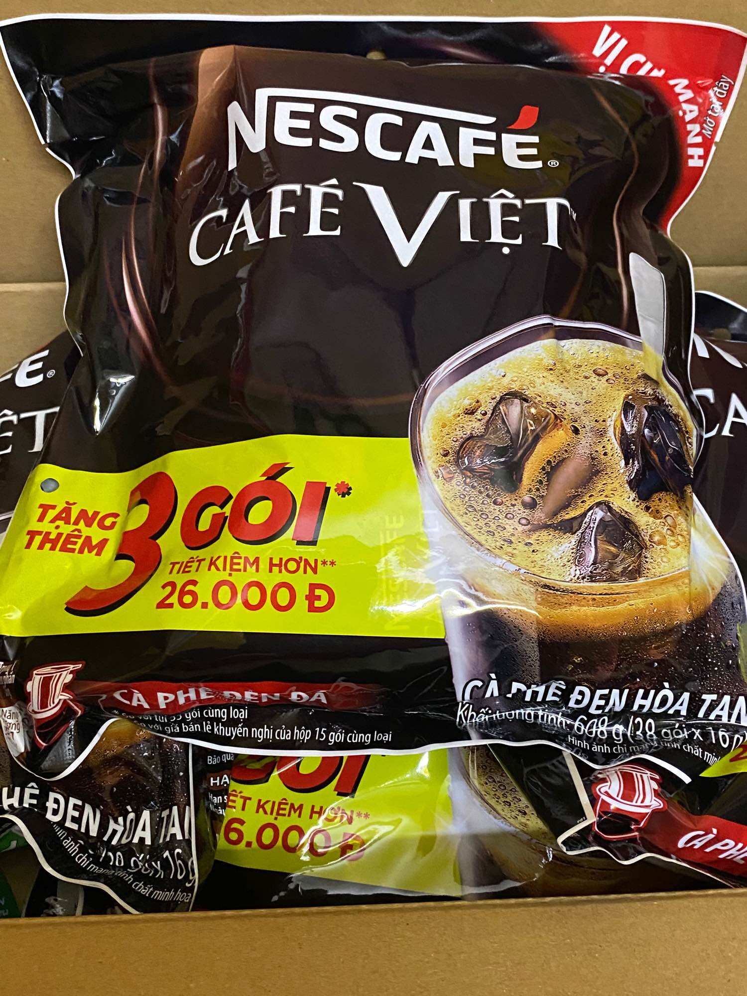 Cà phê việt đen đá - bịch 35gói + tặng sữa đặc 380g