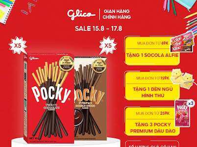 Combo 10 hộp happy set c bánh que phủ kem glico pocky 5 chocolate- 5 double choco