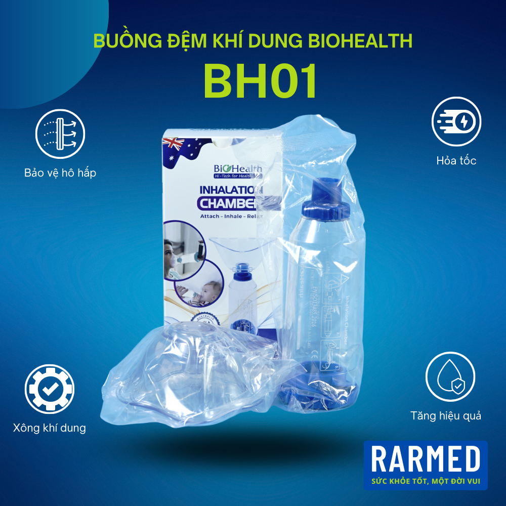 Buồng đệm khí dung xịt mũi họng hen suyển van 2 chiều BIOHEALTH BH01