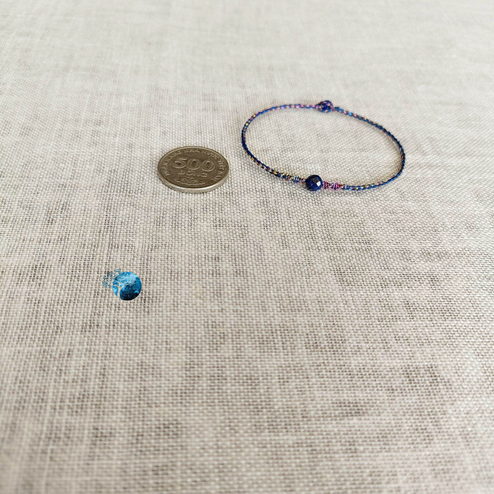 Vòng tay tết dây đá lapis lazuli